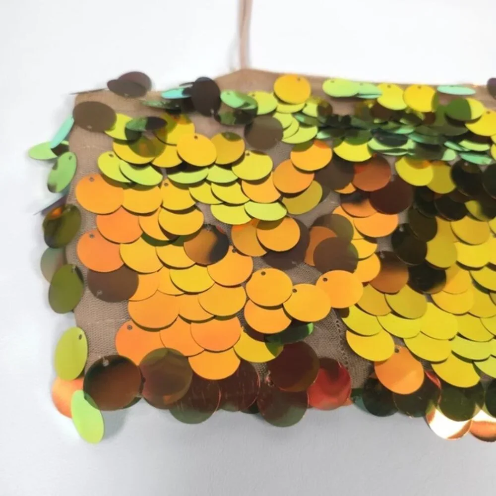 NWOT ZARA Metallic‎ Gold SEQUIN Crop TOP Thin Straps 9406/103 Size XS - Picture 9 of 16